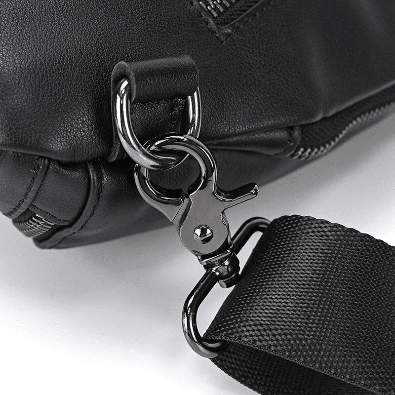 Stylish Black Leather Crossbody Bag Fanny Pack