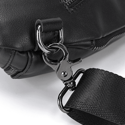 Stylish Black Leather Crossbody Bag Fanny Pack