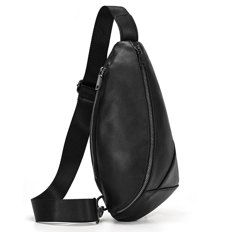Stylish Black Leather Crossbody Bag Fanny Pack