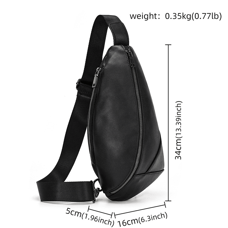 Stylish Black Leather Crossbody Bag Fanny Pack