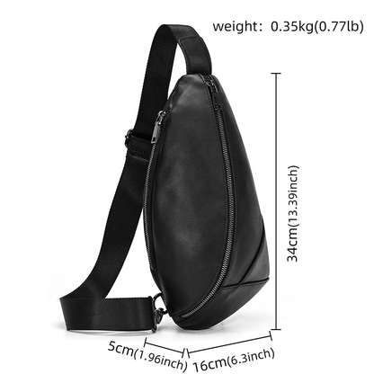 Stylish Black Leather Crossbody Bag Fanny Pack
