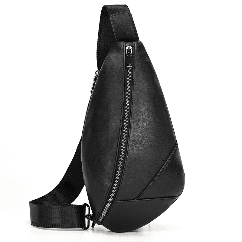 Stylish Black Leather Crossbody Bag Fanny Pack