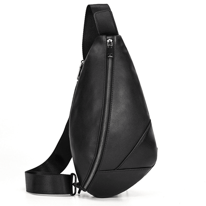 Stylish Black Leather Crossbody Bag Fanny Pack