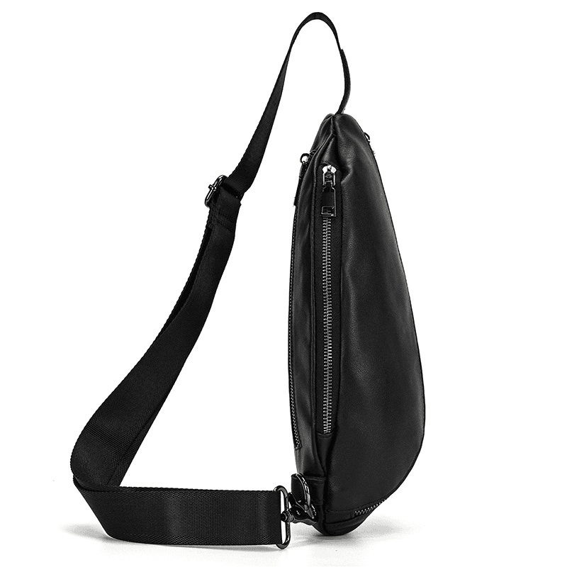Stylish Black Leather Crossbody Bag Fanny Pack