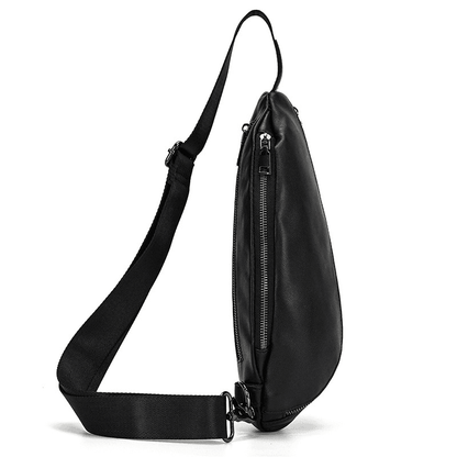 Stylish Black Leather Crossbody Bag Fanny Pack