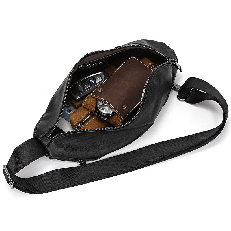 Stylish Black Leather Crossbody Bag Fanny Pack