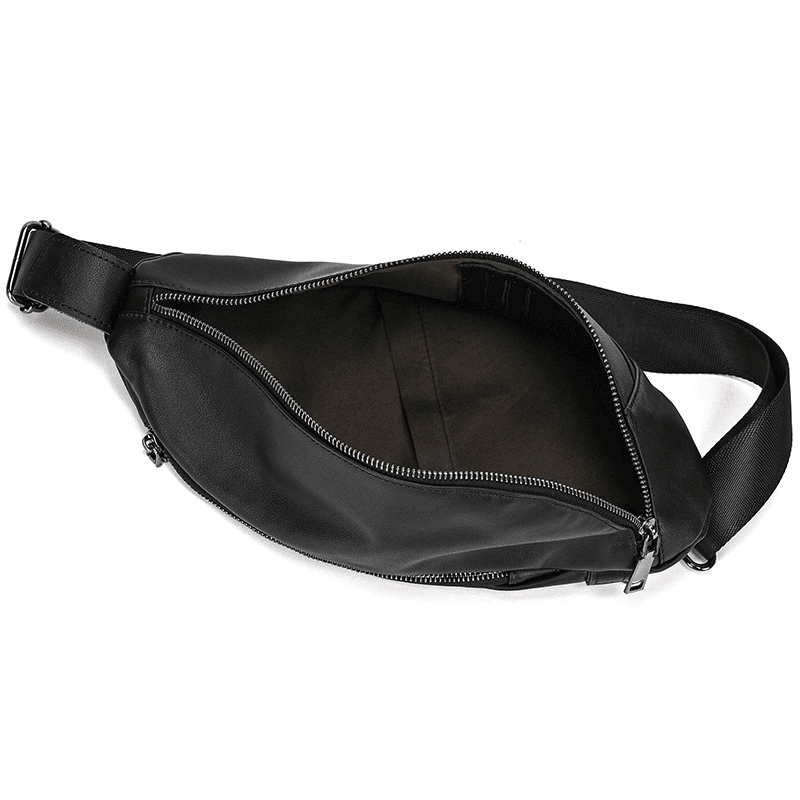 Stylish Black Leather Crossbody Bag Fanny Pack