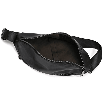 Stylish Black Leather Crossbody Bag Fanny Pack