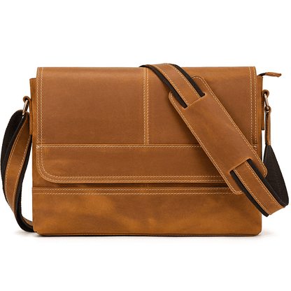 Top-Grain Leather 13" iPad Messenger – Handmade, Travel Ready