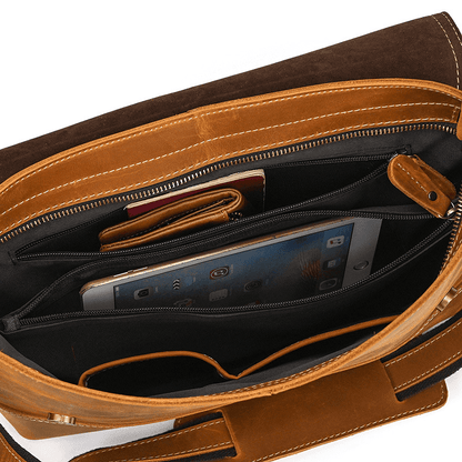 Top-Grain Leather 13" iPad Messenger – Handmade, Travel Ready