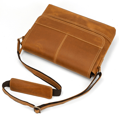 Top-Grain Leather 13" iPad Messenger – Handmade, Travel Ready