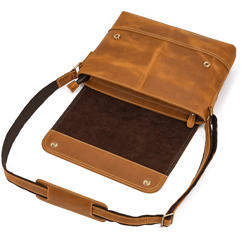 Top-Grain Leather 13" iPad Messenger – Handmade, Travel Ready