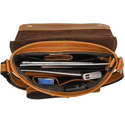 Top-Grain Leather 13" iPad Messenger – Handmade, Travel Ready