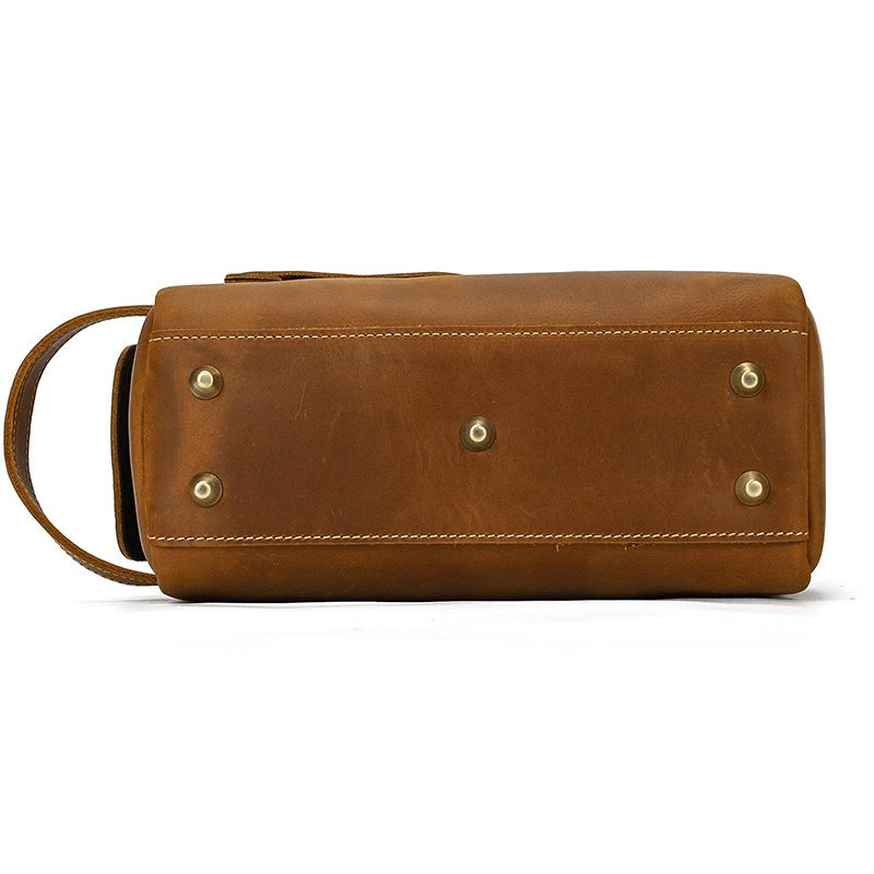 Vintage Full-Grain Leather Toiletry Bag for Men – Crazy Horse Leather Travel Dopp Kit