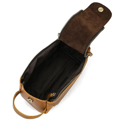 Vintage Full-Grain Leather Toiletry Bag for Men – Crazy Horse Leather Travel Dopp Kit