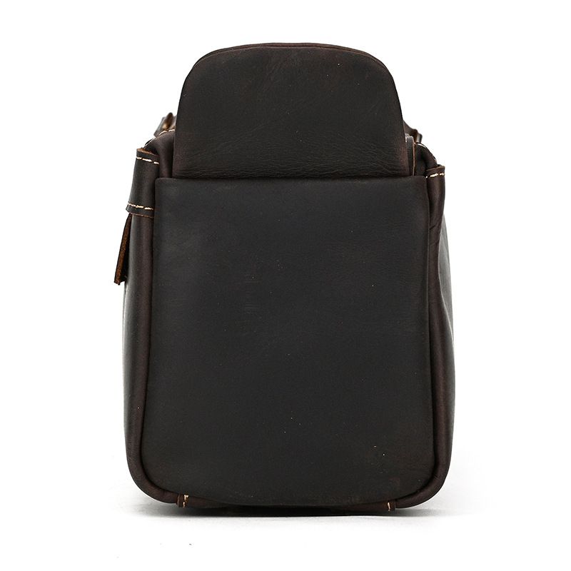 Vintage Full-Grain Leather Toiletry Bag for Men – Crazy Horse Leather Travel Dopp Kit
