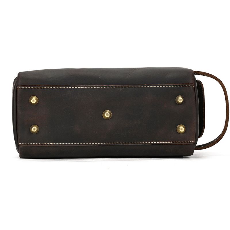 Vintage Full-Grain Leather Toiletry Bag for Men – Crazy Horse Leather Travel Dopp Kit