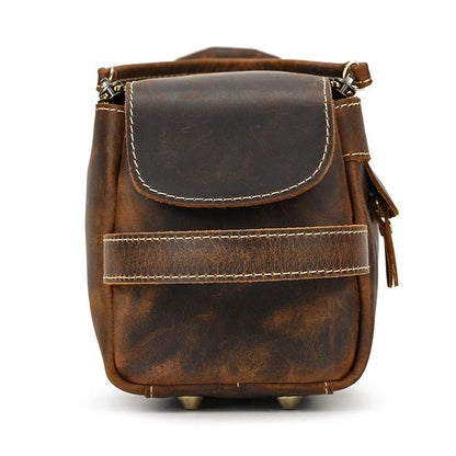 Vintage Full-Grain Leather Toiletry Bag for Men – Crazy Horse Leather Travel Dopp Kit