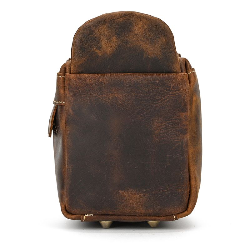 Vintage Full-Grain Leather Toiletry Bag for Men – Crazy Horse Leather Travel Dopp Kit