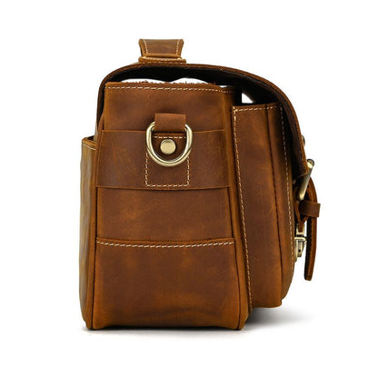Vintage Full Grain Leather Camera Bag for Men – Handmade Shoulder & Crossbody Photography Bag