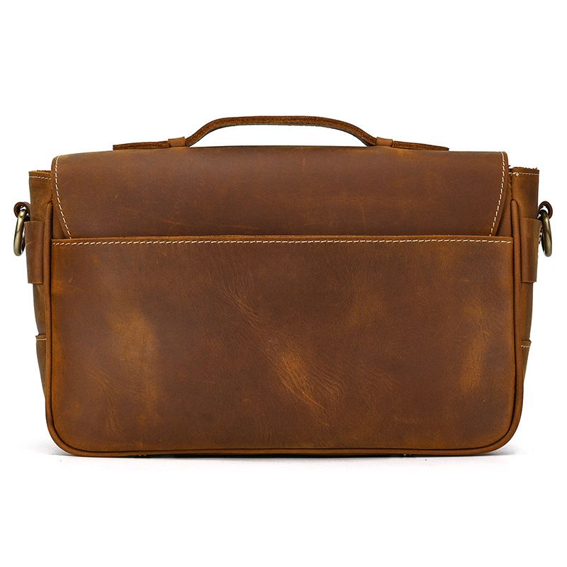 Vintage Full Grain Leather Camera Bag for Men – Handmade Shoulder & Crossbody Photography Bag