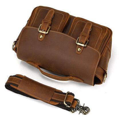 Vintage Full Grain Leather Camera Bag for Men – Handmade Shoulder & Crossbody Photography Bag