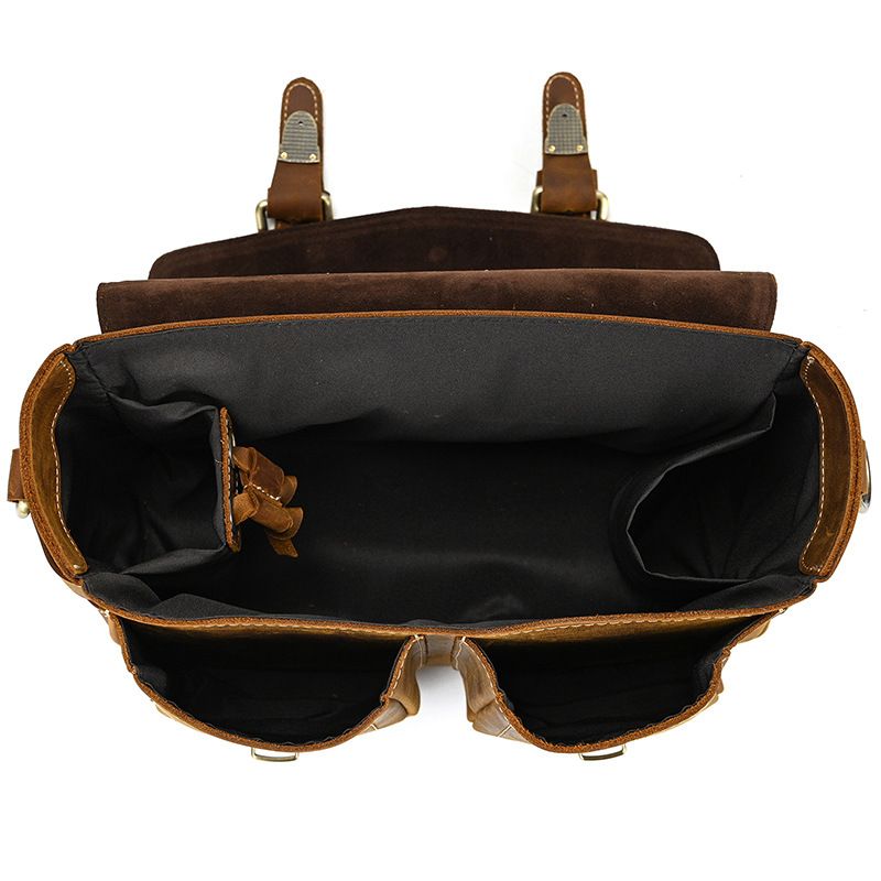 Vintage Full Grain Leather Camera Bag for Men – Handmade Shoulder & Crossbody Photography Bag