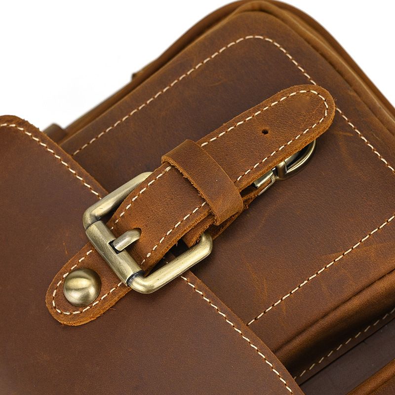 Vintage Full Grain Leather Camera Bag for Men – Handmade Shoulder & Crossbody Photography Bag