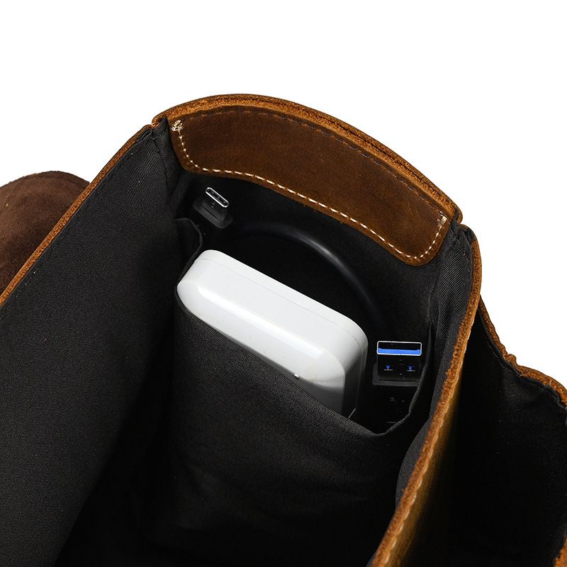 Vintage Full Grain Leather Camera Bag for Men – Handmade Shoulder & Crossbody Photography Bag