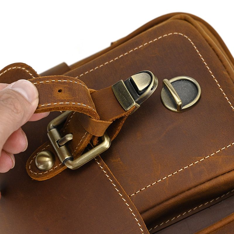 Vintage Full Grain Leather Camera Bag for Men – Handmade Shoulder & Crossbody Photography Bag