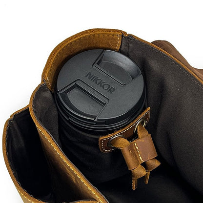Vintage Full Grain Leather Camera Bag for Men – Handmade Shoulder & Crossbody Photography Bag