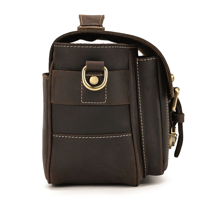 Vintage Full Grain Leather Camera Bag for Men – Handmade Shoulder & Crossbody Photography Bag