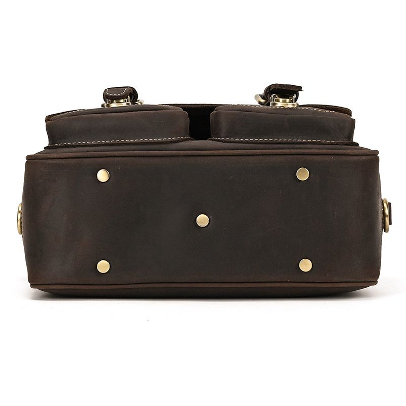Vintage Full Grain Leather Camera Bag for Men – Handmade Shoulder & Crossbody Photography Bag
