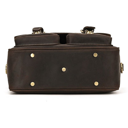 Vintage Full Grain Leather Camera Bag for Men – Handmade Shoulder & Crossbody Photography Bag