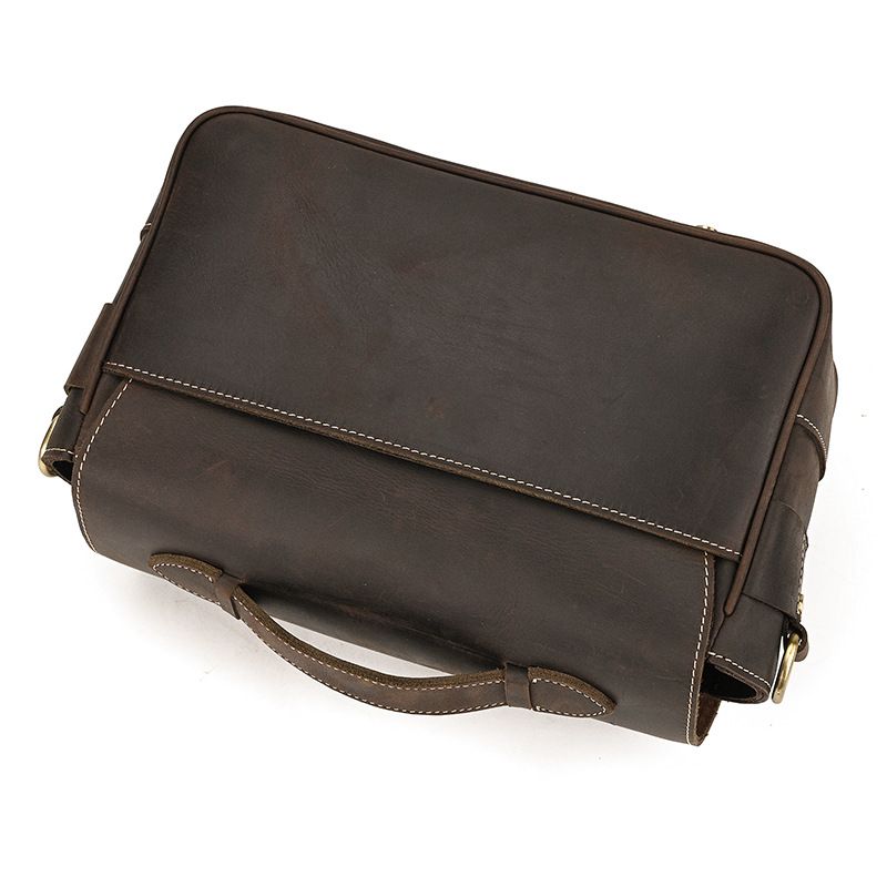 Vintage Full Grain Leather Camera Bag for Men – Handmade Shoulder & Crossbody Photography Bag