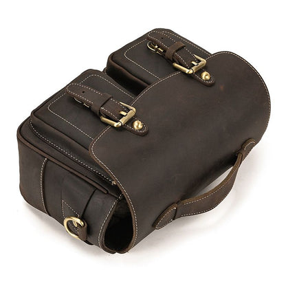 Vintage Full Grain Leather Camera Bag for Men – Handmade Shoulder & Crossbody Photography Bag