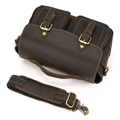 Vintage Full Grain Leather Camera Bag for Men – Handmade Shoulder & Crossbody Photography Bag