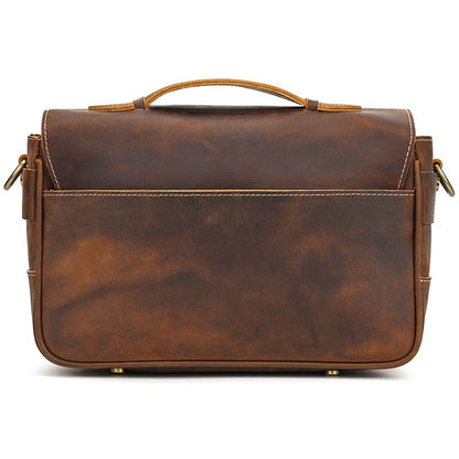 Vintage Full Grain Leather Camera Bag for Men – Handmade Shoulder & Crossbody Photography Bag