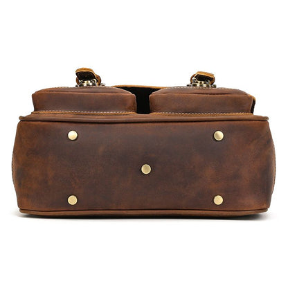 Vintage Full Grain Leather Camera Bag for Men – Handmade Shoulder & Crossbody Photography Bag
