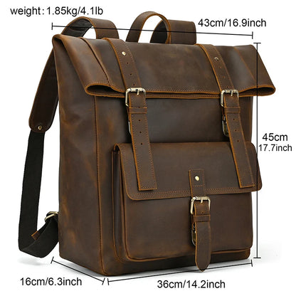 Luxury Handmade Full-Grain Leather Laptop Backpack