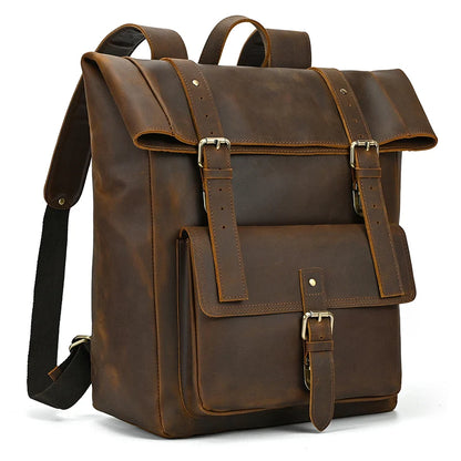 Luxury Handmade Full-Grain Leather Laptop Backpack