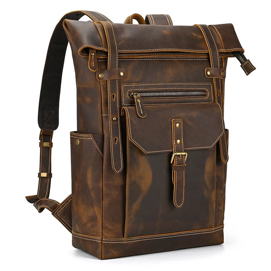 DHM bags-Brown leather backpack