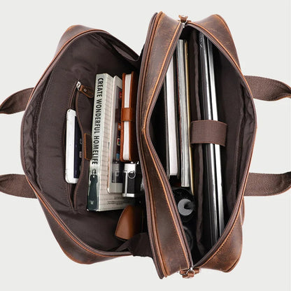 17 inch Laptop Cowhide Male Tote Big Briefcase