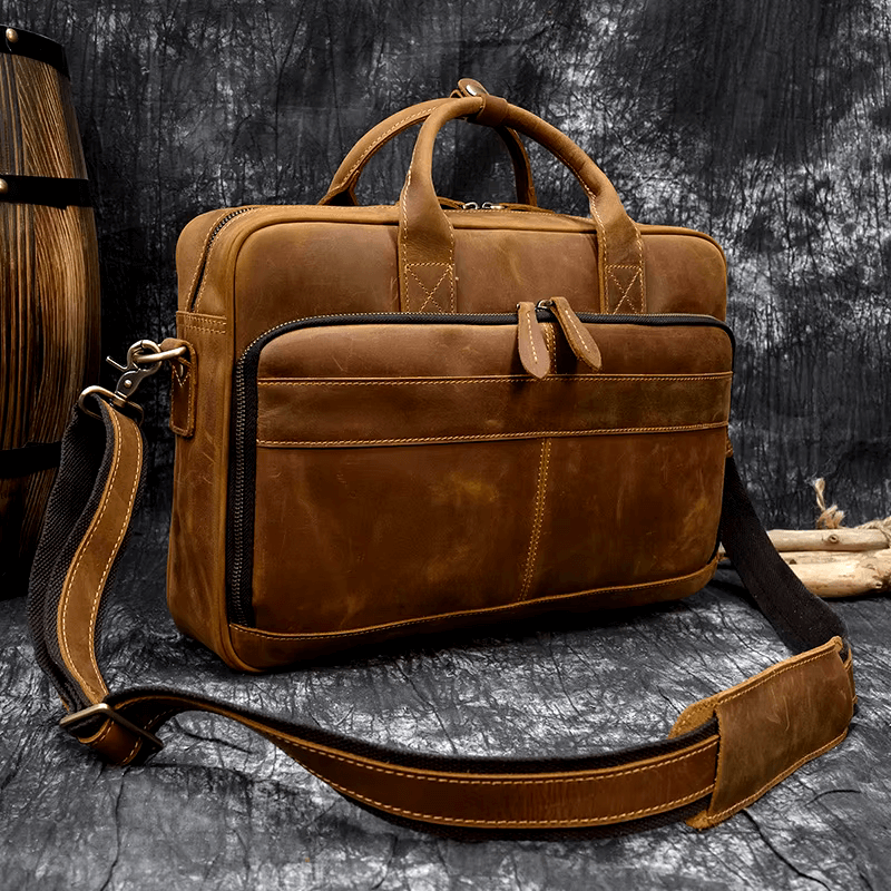 Classic Leather Bag for Laptop Men's Briefcase