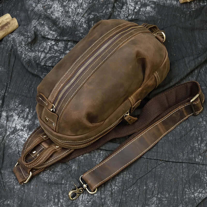 Premium Cross Body Brown Leather Bag Fanny Pack