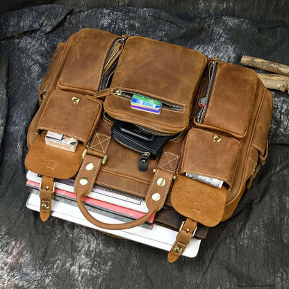 Leather Laptop Briefcase for Work and Travel