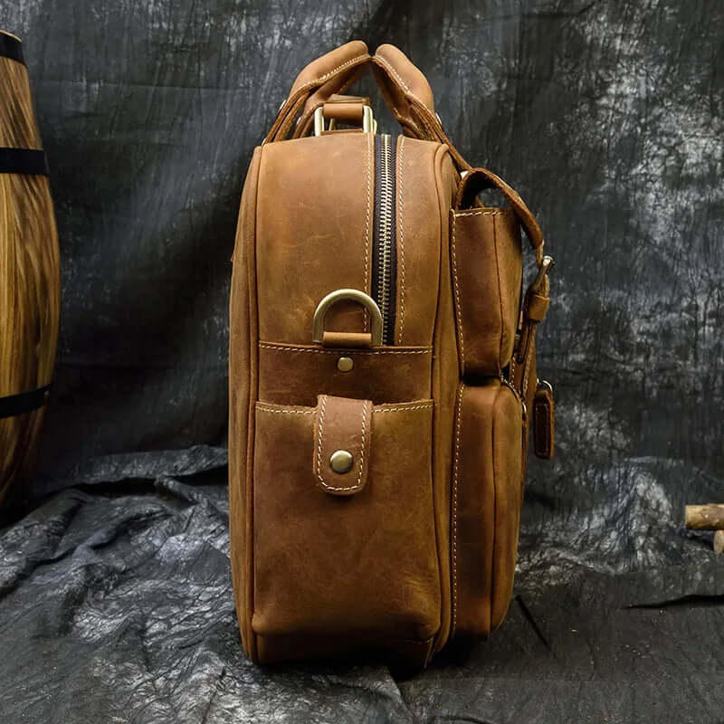 Leather Laptop Briefcase for Work and Travel