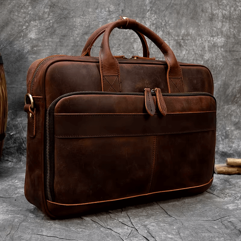 Classic Leather Bag for Laptop Men's Briefcase