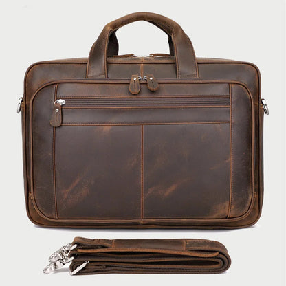 17 inch Laptop Cowhide Male Tote Big Briefcase