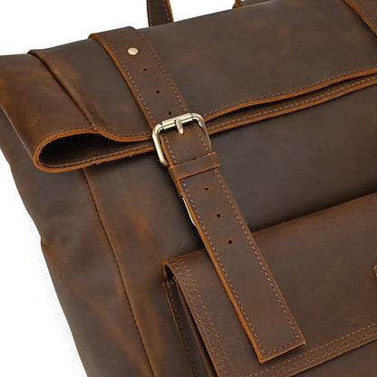 Luxury Handmade Full-Grain Leather Laptop Backpack